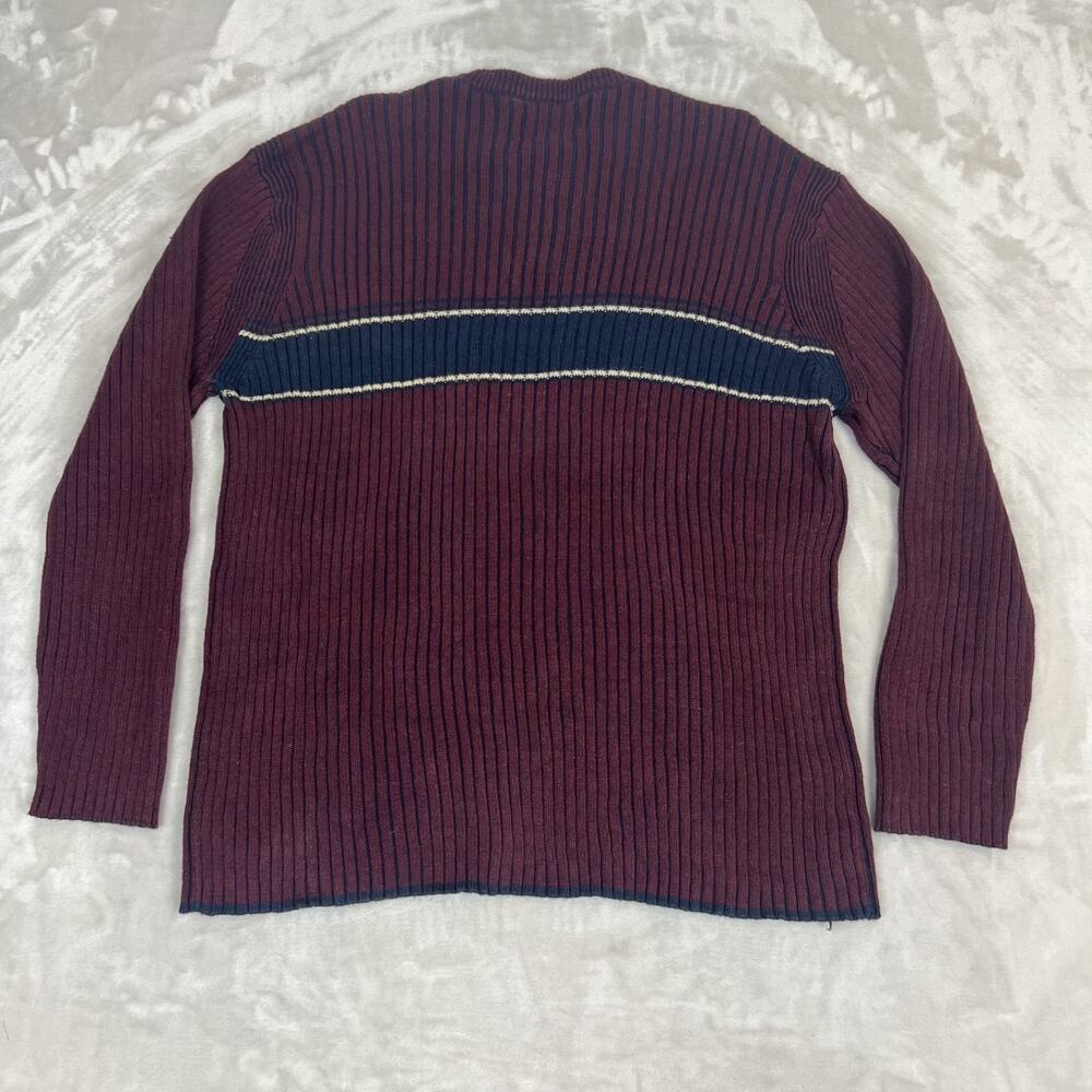 VTG Ribbed Sweater Mens Large Red Grunge Preppy Ivy League Retro Y2K Normcore - Picture 9 of 10